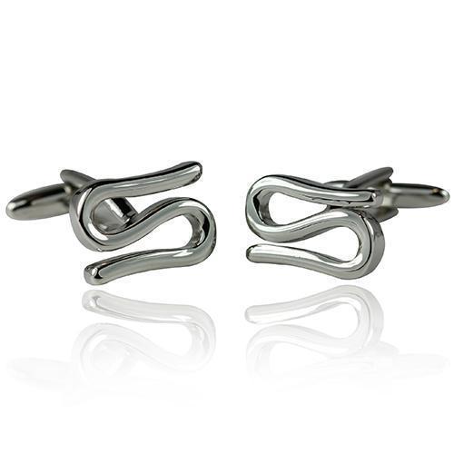 Silver Squiggle Cufflinks-Cufflinks-TheCuffShop-C00485-TheCuffShop.com.au