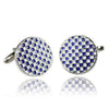 Small Check On Silver Circle Cufflinks-Cufflinks-TheCuffShop-C00668-TheCuffShop.com.au