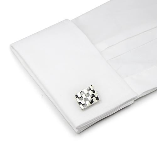 Wavy Black Cufflinks-Cufflinks-TheCuffShop-C00353-TheCuffShop.com.au