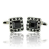 Black Gem In Silver Setting Cufflinks-Cufflinks-TheCuffShop-C00885-TheCuffShop.com.au