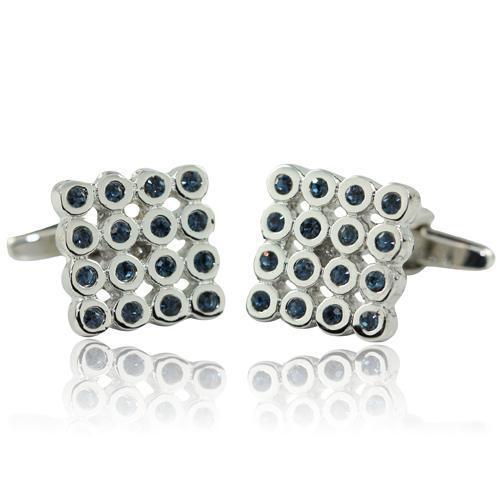 Blue 4X3 Crystal Cufflinks-Cufflinks-TheCuffShop-C00789-TheCuffShop.com.au