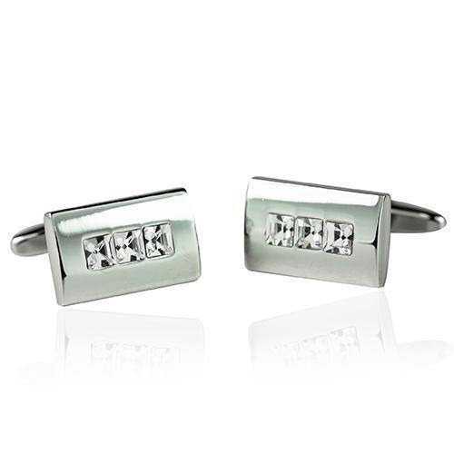 Clear Diamante Stripe Cufflinks-Cufflinks-TheCuffShop-C00411-TheCuffShop.com.au