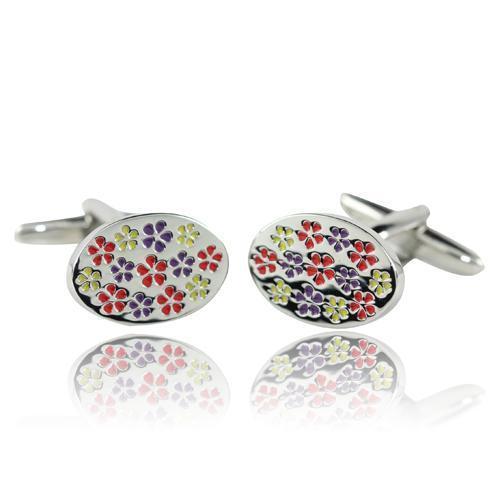 Floral Oval Cufflinks-Cufflinks-TheCuffShop-C00812-TheCuffShop.com.au