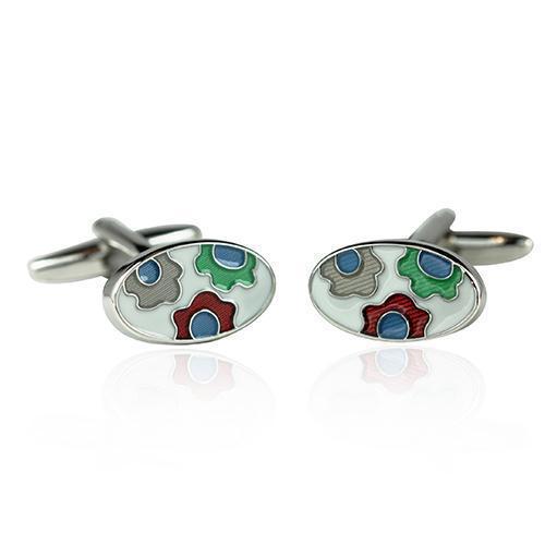 Oval Floral Cufflinks-Cufflinks-TheCuffShop-C00420-TheCuffShop.com.au