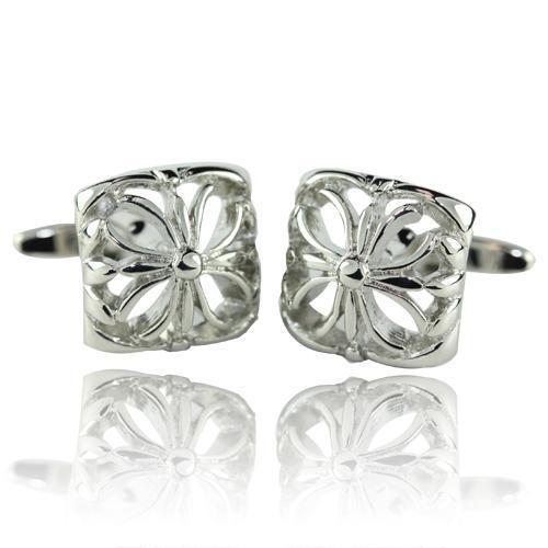 Pinched Silver Square Cufflinks-Cufflinks-TheCuffShop-C00255-TheCuffShop.com.au