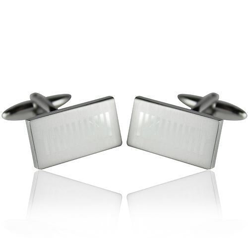 Silver Etched Barcode Cufflinks-Cufflinks-TheCuffShop-C00570-TheCuffShop.com.au