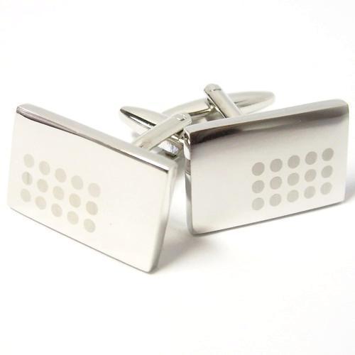 White Barcode On Silver Rectangle Cufflinks-Cufflinks-TheCuffShop-C00567-TheCuffShop.com.au